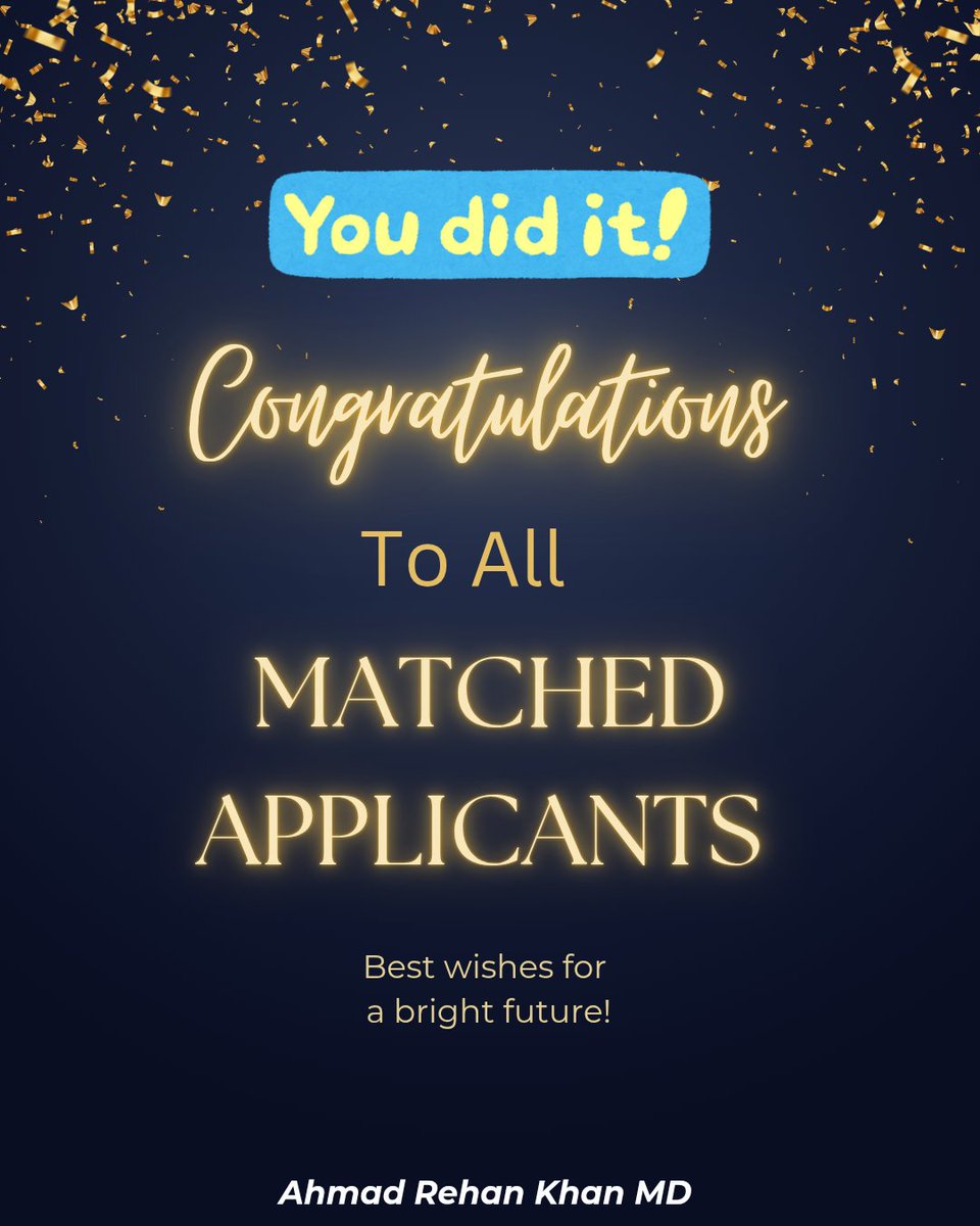 𝗖𝗢𝗡𝗚𝗥𝗔𝗧𝗨𝗟𝗔𝗧𝗜𝗢𝗡𝗦 👏👏👏
A huge congratulations to all the matched applicants, especially our IMGs! Your dedication and perseverance have culminated in this well-deserved success. Celebrate this momentous achievement.
#Match2025 #MedEd #USMLE #MedTwitter #MatchDay