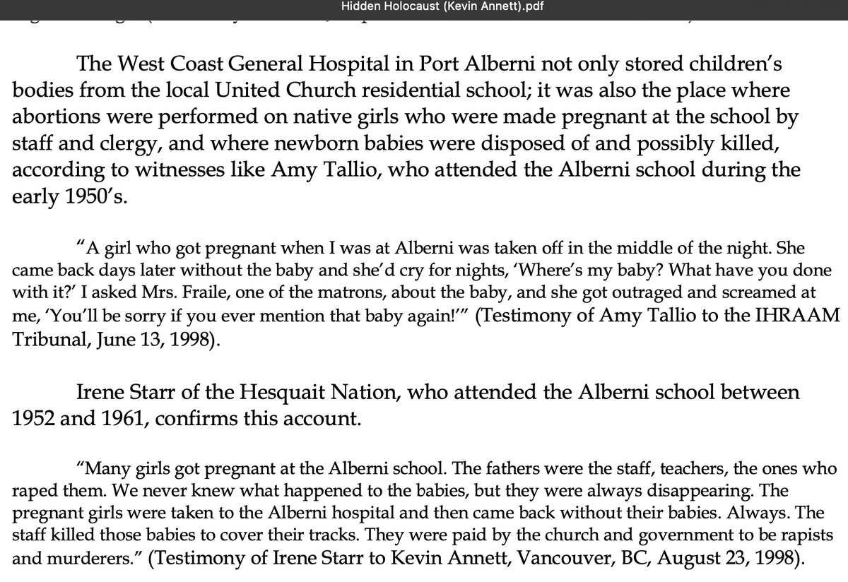 TRCTruth's tweet photo. TRC is over 3200 pages

There are no accusations of rape by staff

Pregnancy is mentioned 23 times- all seem due to male students

IMAGES

Kevin Annett publishes horrific rape accusations (2001)

TRC only imply that staff had failed (2015)

CBC publish rape accusations (2022) https://t.co/Kp6VV7yBY4