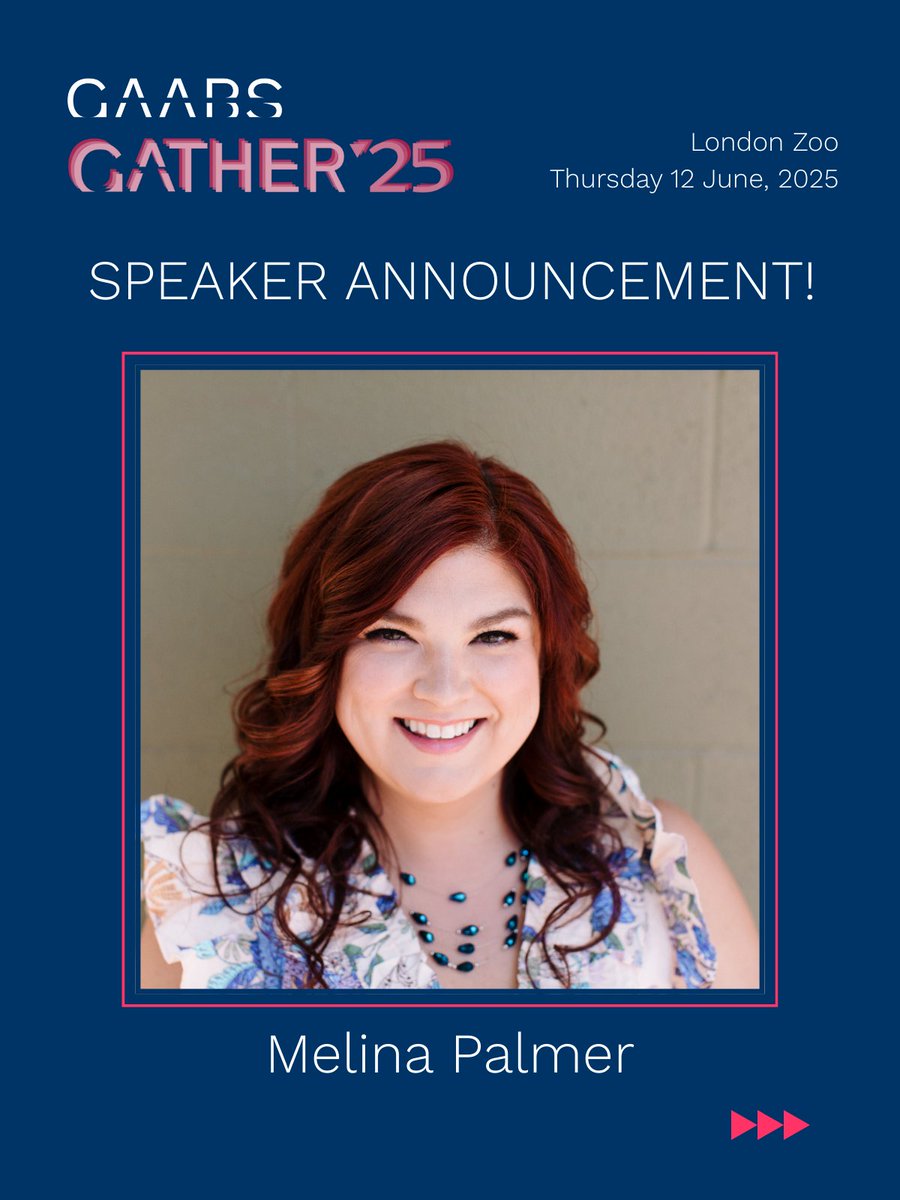 Starting the week with another fantastic speaker announcement for #GAABSGather25!  

Please welcome #MelinaPalmer - CEO of <a href="/thebrainybiz/">Melina Palmer 🧠 🚀 The Brainy Business</a> - to the stage! 

Join the gathering on 12 June at London Zoo 👉 gaabs.org/gather-25
