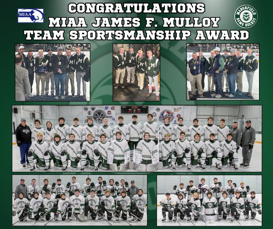 Marshfield Boys Hockey (@mhshockey1) on Twitter photo Congratulations to MHS Boys Hockey Program on winning the 24-25 MIAA James Mulloy Team Sportsmanship Award for their 1000hrs of community service in Marshfield.<a href="/sports_ledger/">Patriot Ledger sports</a> <a href="/BGlobeSports/">Boston Globe Sports</a> <a href="/BostonHeraldHS/">Danny Ventura</a> <a href="/T_Mulherin/">Tom Mulherin</a> <a href="/camkerry7/">Cam Kerry</a> <a href="/BConn63/">Brendan Connelly</a> <a href="/ChrisMcDaniel88/">Chris McDaniel</a> @JakeTLevin @davidwolcott1 Congratulations to MHS Boys Hockey Program on winning the 24-25 MIAA James Mulloy Team Sportsmanship Award for their 1000hrs of community service in Marshfield.<a href="/sports_ledger/">Patriot Ledger sports</a> <a href="/BGlobeSports/">Boston Globe Sports</a> <a href="/BostonHeraldHS/">Danny Ventura</a> <a href="/T_Mulherin/">Tom Mulherin</a> <a href="/camkerry7/">Cam Kerry</a> <a href="/BConn63/">Brendan Connelly</a> <a href="/ChrisMcDaniel88/">Chris McDaniel</a> @JakeTLevin @davidwolcott1