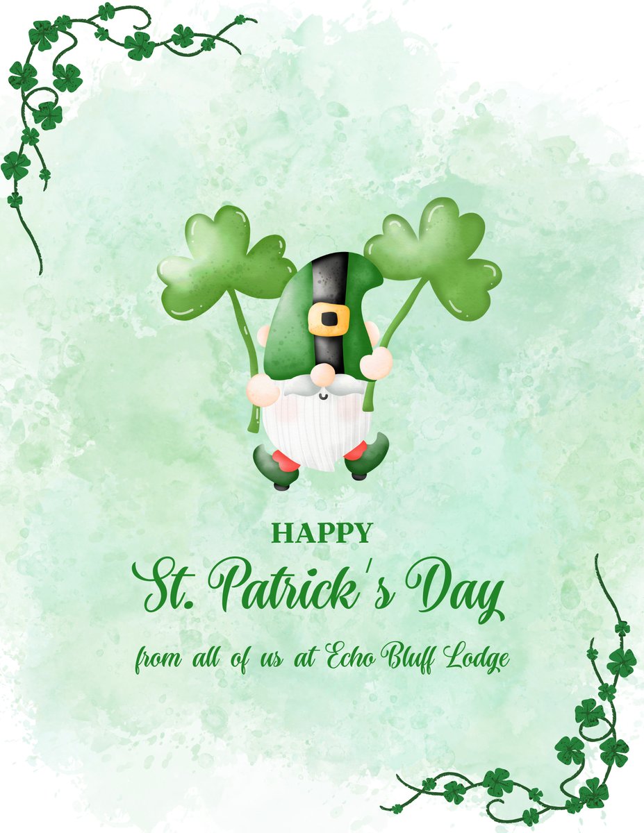Happy St. Patrick's Day from all of us at Echo Bluff Lodge! 🍀