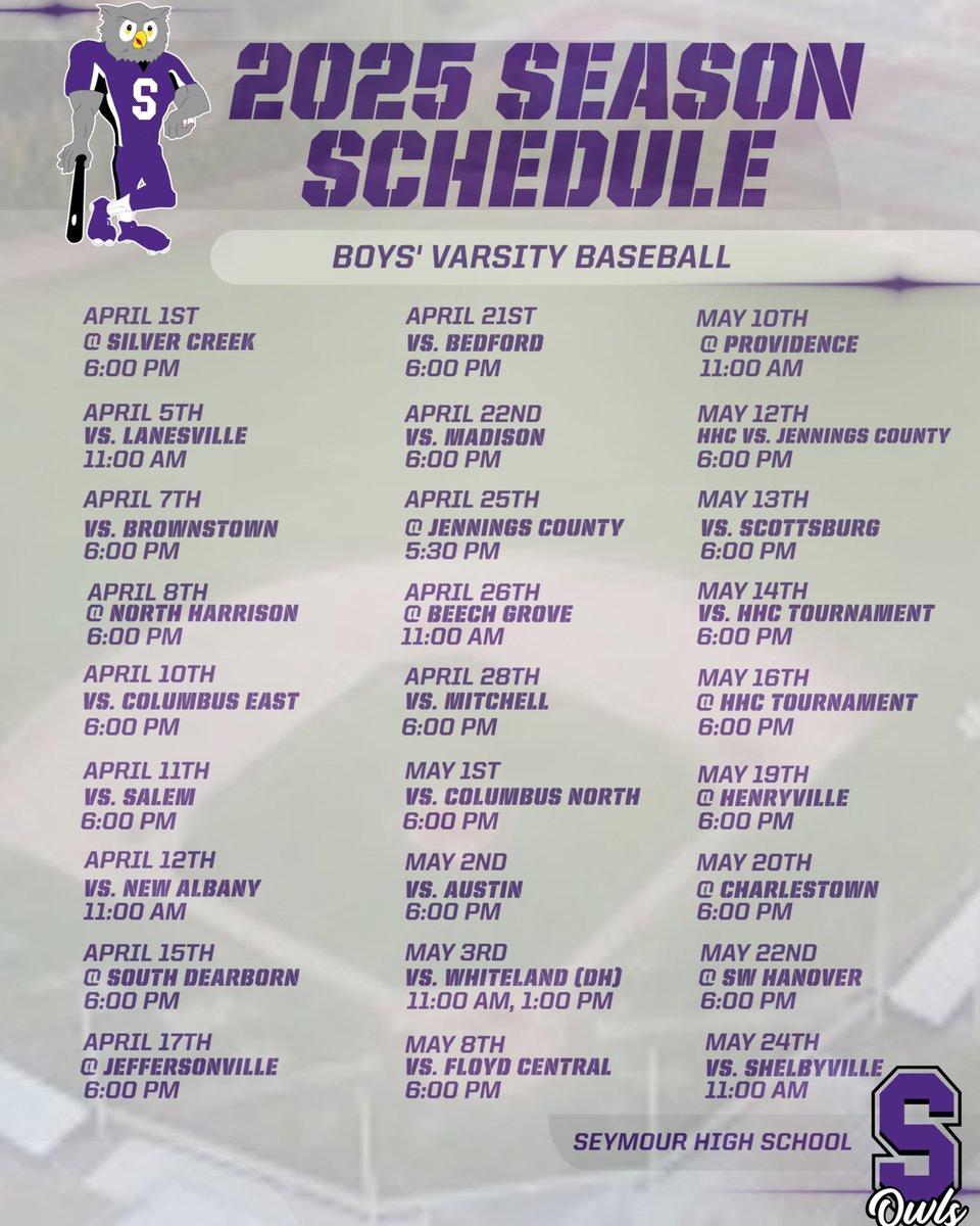 It’s officially day 1 of baseball season! To celebrate, we want to roll out our 2025 schedule and give you an exclusive look at our new alternate logo for the year! 

#GoOwls🦉