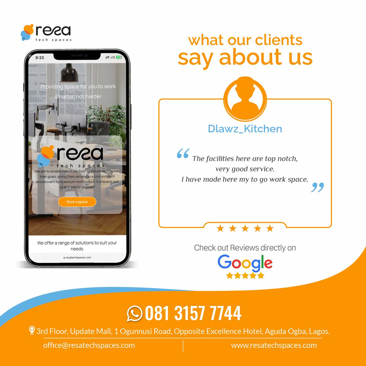 resa_techspaces's tweet image. We don’t joke with Customer Experience. 
Our Customer Relationship Specialists just know how to make our guests feel special.
You should come and experience something different from the norm.

#coworking #ogba #customerfeedback #customersatisfaction✔️ #workingtogether