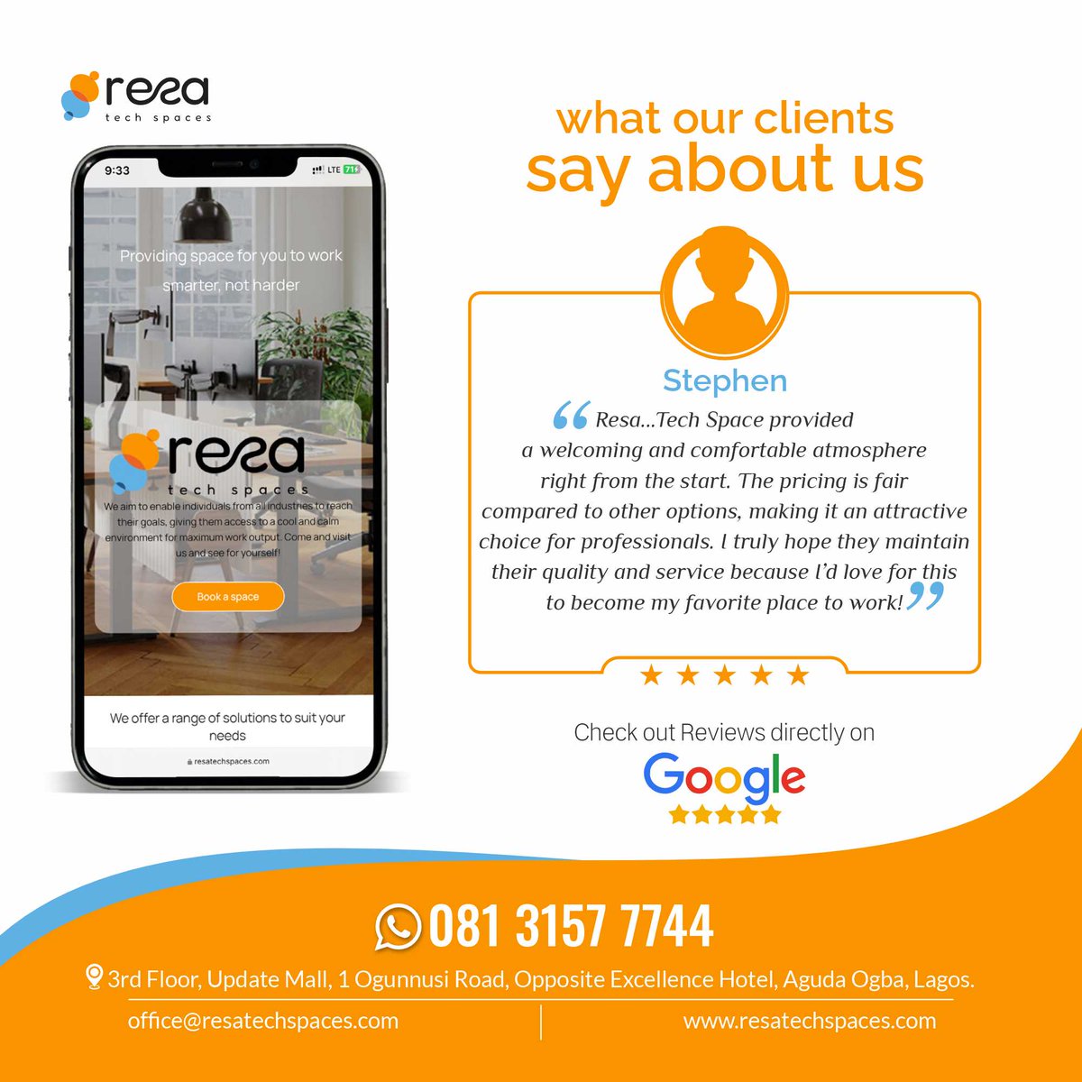 resa_techspaces's tweet image. We don’t joke with Customer Experience. 
Our Customer Relationship Specialists just know how to make our guests feel special.
You should come and experience something different from the norm.

#coworking #ogba #customerfeedback #customersatisfaction✔️ #workingtogether