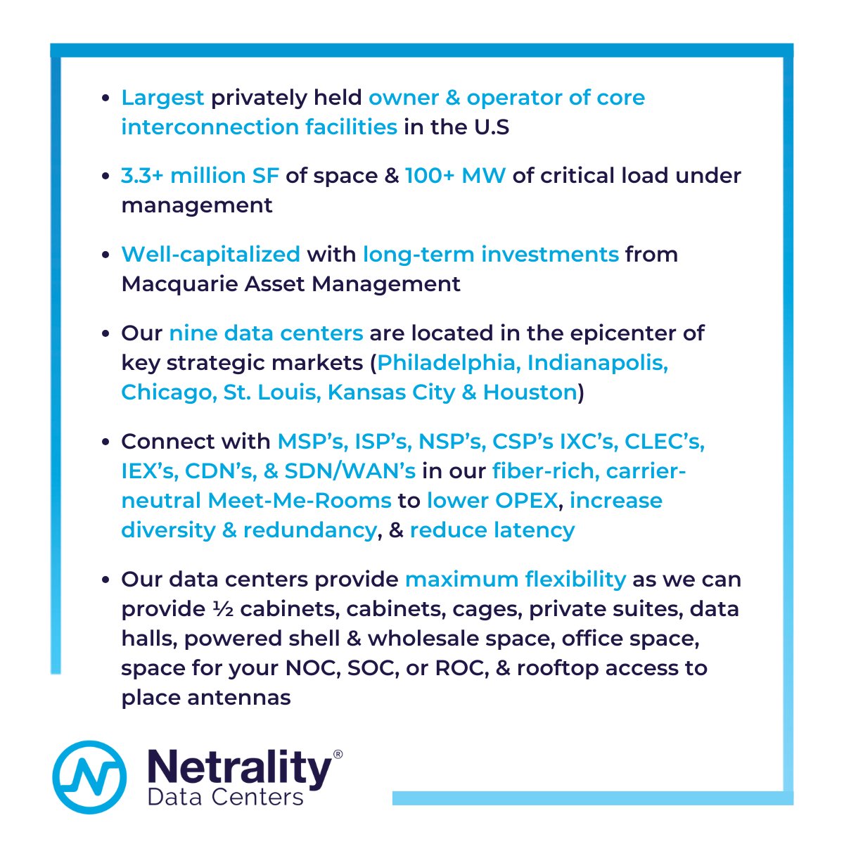 At Netrality, we know speed is key! Check out the SparkNotes version of the #NetralityAdvantage below!
#Netrality #Colocation #DataCenters #Interconnection