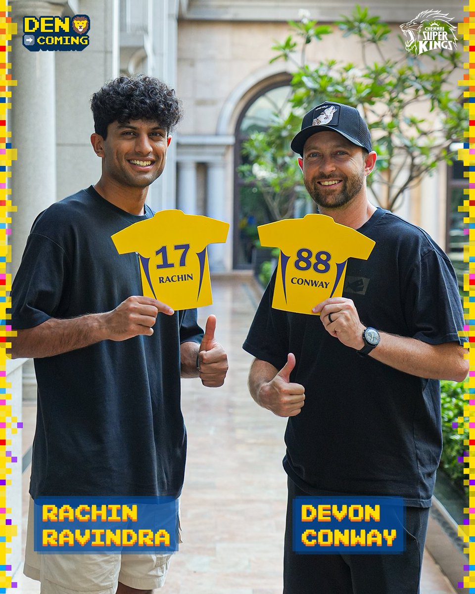 SanjeeV_TVK's tweet photo. #CSK #WhistlePodu #Yellove 💛
#DenComing 🦁
Welcome Home 💛
Kiwi Band 🔙 Together 💪
#RachinRavindra 🦁 #DevonConvey https://t.co/DEGst0nkdr