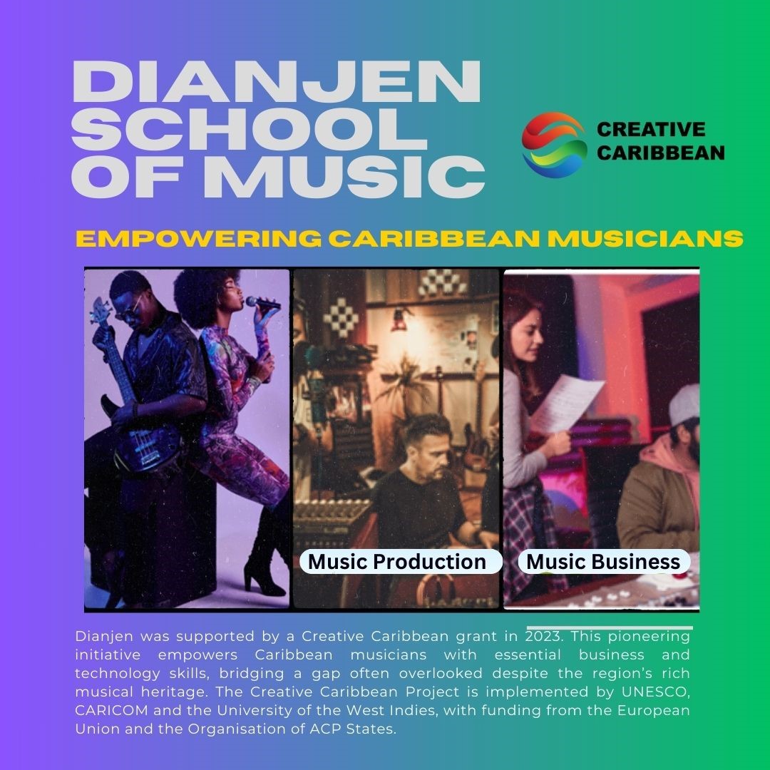 With support from a Creative Caribbean grant, DianJen is empowering Caribbean musicians 🎼 and equipping them with essential skills in music business, copyright law, production, and digital distribution, which is transforming careers and fostering a thriving music industry.
