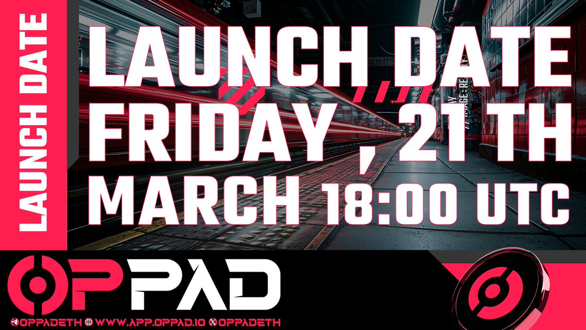 OPPADETH's tweet photo. 🚨LAUNCH ALERT!  

🔴OPPAD is an advanced blockchain launchpad ensuring new projects launch securely in the ecosystem. Join the future of IDO on Friday, March 21h at 18:00 UTC.  

🌐Website: https://t.co/iHKRSzw3vZ 
📊Dashboard: https://t.co/vCnq7JpjjG 
📢Telegram: https://t.co/XYJY3JTAuW
📕Medium: https://t.co/oyTuVKraIj.
👾Discord: https://t.co/OqkShXPr9r

#OPPAD