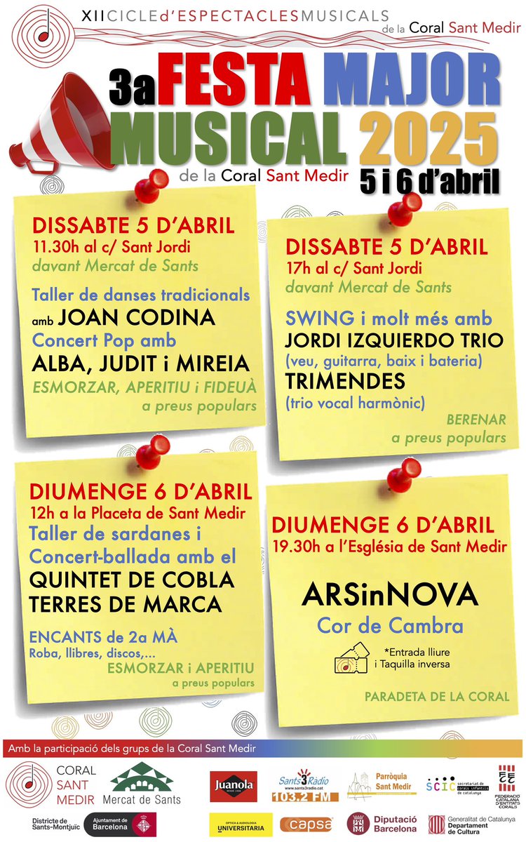 Coral Sant Medir (@coralsantmedir) on Twitter photo Ja tenim aquí la nostra Festa Major Musical🎵per a tothom, per al barri! Per a gaudir de la música amb la família, amics i veïns! <a href="/sants3radio/">sants3radio</a> <a href="/SANTSMERCAT/">Mercat de Sants</a> <a href="/BCN_SantsMont/">Districte de Sants-Montjuïc</a> <a href="/fcec14/">Federació Catalana d'Entitats Corals</a> <a href="/coralsinfantils/">Secretariat de Corals Infantils de Catalunya</a> Ja tenim aquí la nostra Festa Major Musical🎵per a tothom, per al barri! Per a gaudir de la música amb la família, amics i veïns! <a href="/sants3radio/">sants3radio</a> <a href="/SANTSMERCAT/">Mercat de Sants</a> <a href="/BCN_SantsMont/">Districte de Sants-Montjuïc</a> <a href="/fcec14/">Federació Catalana d'Entitats Corals</a> <a href="/coralsinfantils/">Secretariat de Corals Infantils de Catalunya</a>