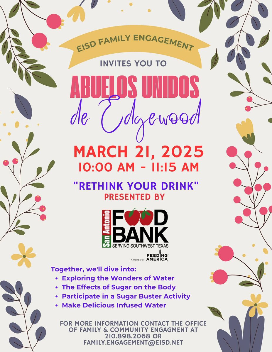 Join us for a series of events designed to help us connect with our community, learn something new, and enjoy quality time with each other! Hope to see you there! <a href="/EISDFE/">George Garnica</a> <a href="/EdelyOlvera/">Edely Olvera</a> <a href="/MsDenise_Liason/">Denise Ramirez</a> <a href="/EISDMichael/">Michael Gonzales</a> <a href="/LimonColeman/">Mrs. Gina Coleman</a> 

<a href="/PeralesESchool/">Perales STEAM Elementary School</a> <a href="/RooseveltDLA/">Roosevelt Dual Language Academy</a> <a href="/JFKennedyHighS/">John F Kennedy High School</a>