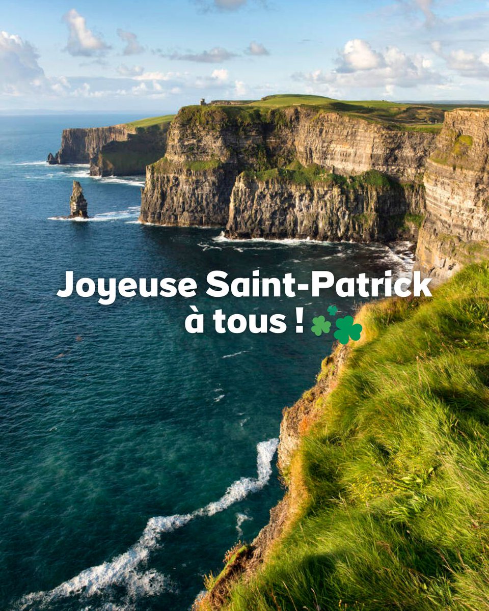 Nous vous souhaitons une très joyeuse Saint-Patrick, depuis l'île d'Irlande ☘️💚