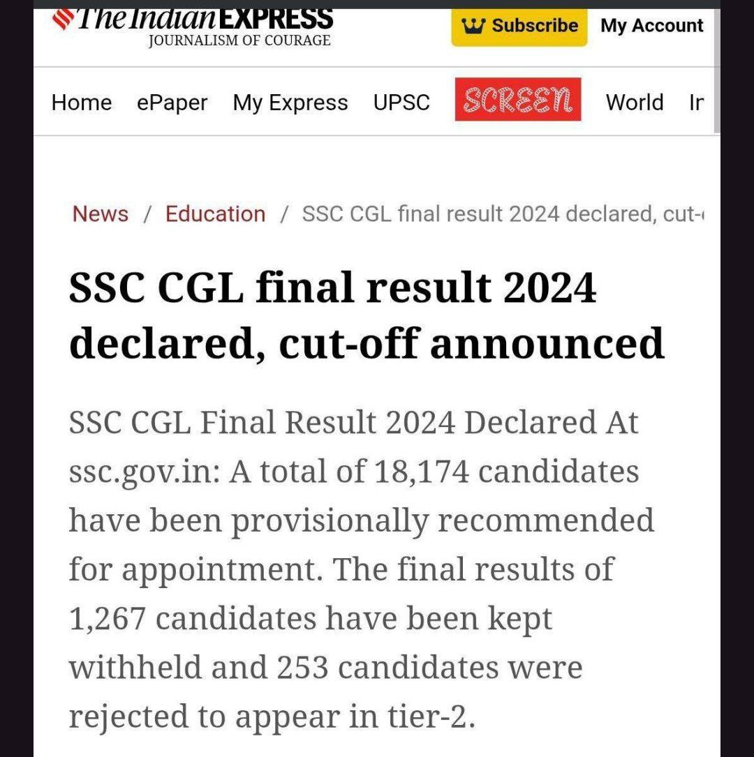 GopiKumarMehta's tweet image. THE INDIAN EXPRESS
News 18 India 
Amar ujala
Times now 
Carreers 360 &amp;amp; Many more published Article 🙏🙏 
@abhinaymaths
@adityaranjan108
@GaganPratapMath
@RaMoSirOfficial
 @RYPofficial
Now waiting for SSC&apos;S CHAIRMAN ✍😎
#SSC_RELEASE_CGL2024_FINALANSKEY #SSC_CGL_2024_SCAM 
#SSC