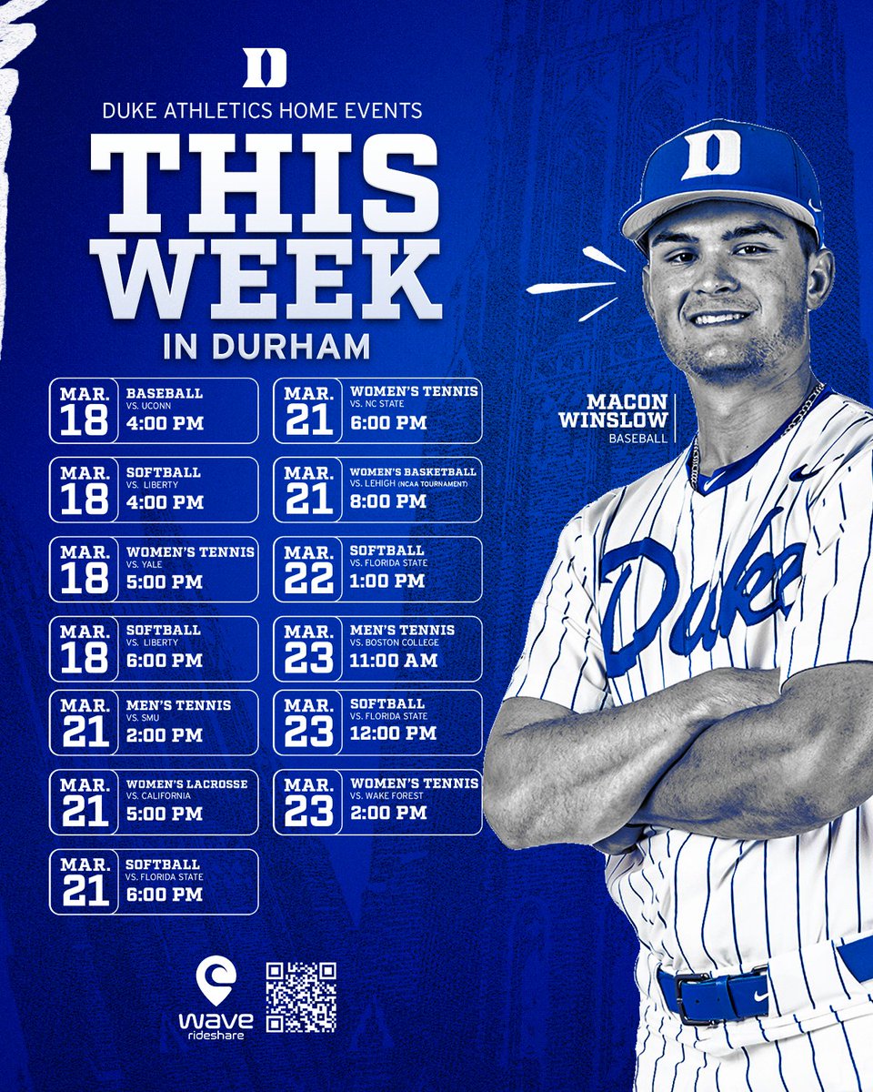 DukeATHLETICS's tweet image. 𝐓𝐡𝐢𝐬 𝐖𝐞𝐞𝐤 𝐢𝐧 𝐃𝐮𝐫𝐡𝐚𝐦 ⚾️🥎🥍🎾🏀

@Waverideshare 🔗 linktr.ee/waverideshare

🎟️ goduke.com/tickets