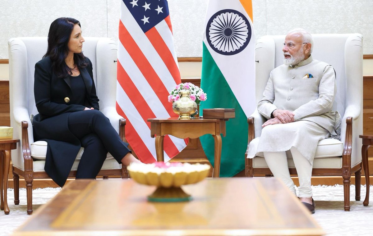 Narendra Modi (@narendramodi) on Twitter photo Glad to welcome <a href="/TulsiGabbard/">Tulsi Gabbard ๐บ</a> to India. Exchanged views on further advancing the India-U.S. Comprehensive Global Strategic Partnership. Both countries are committed to combating terrorism and enhancing maritime and cyber security cooperation.
<a href="/DNIGabbard/">DNI Tulsi Gabbard</a> Glad to welcome <a href="/TulsiGabbard/">Tulsi Gabbard ๐บ</a> to India. Exchanged views on further advancing the India-U.S. Comprehensive Global Strategic Partnership. Both countries are committed to combating terrorism and enhancing maritime and cyber security cooperation.
<a href="/DNIGabbard/">DNI Tulsi Gabbard</a>