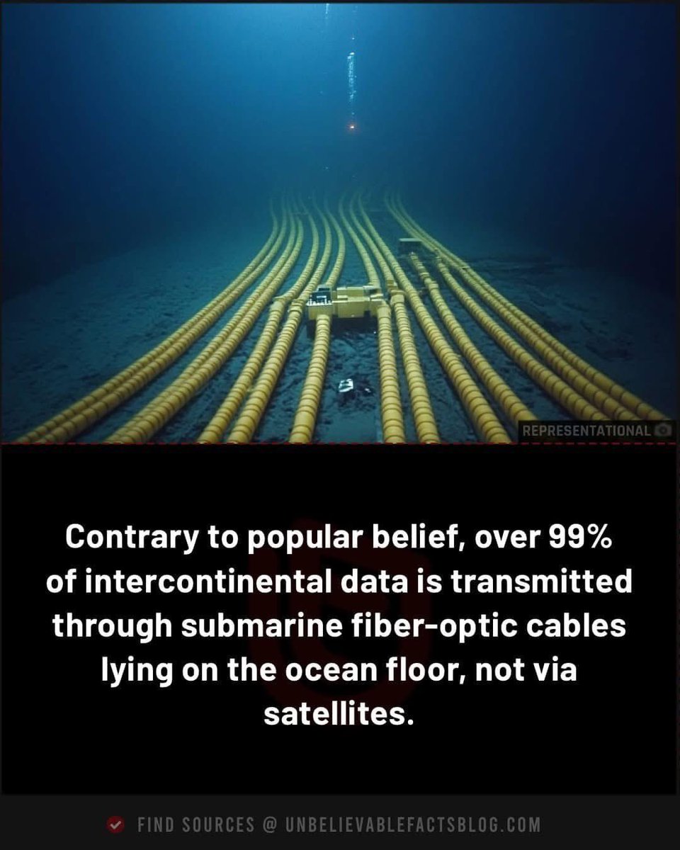 FlatEarthZone's tweet image. If satellites are beaming the internet from space, why does the world depend on fiber-optic cables lying on the ocean floor? The truth is, ‘satellite communication’ is just another myth to keep the globe lie afloat. Real connections happen under the sea, not in the so-called…