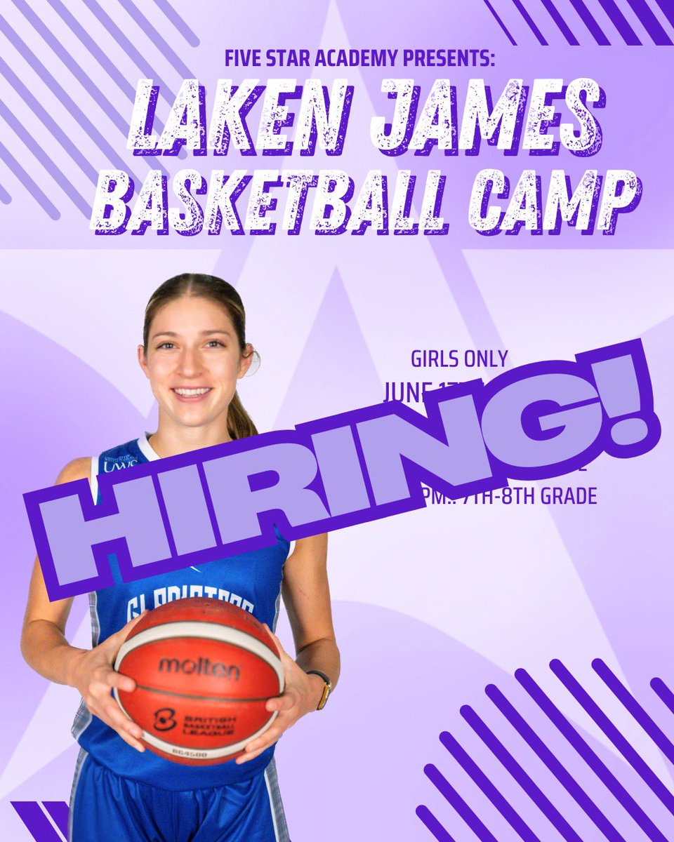 🚨 NOW HIRING! 🚨

Are you a current or former women’s college basketball player looking to make an impact this summer? Five Star Academy is looking for passionate and energetic coaches to work our basketball camps! 🏀🔥