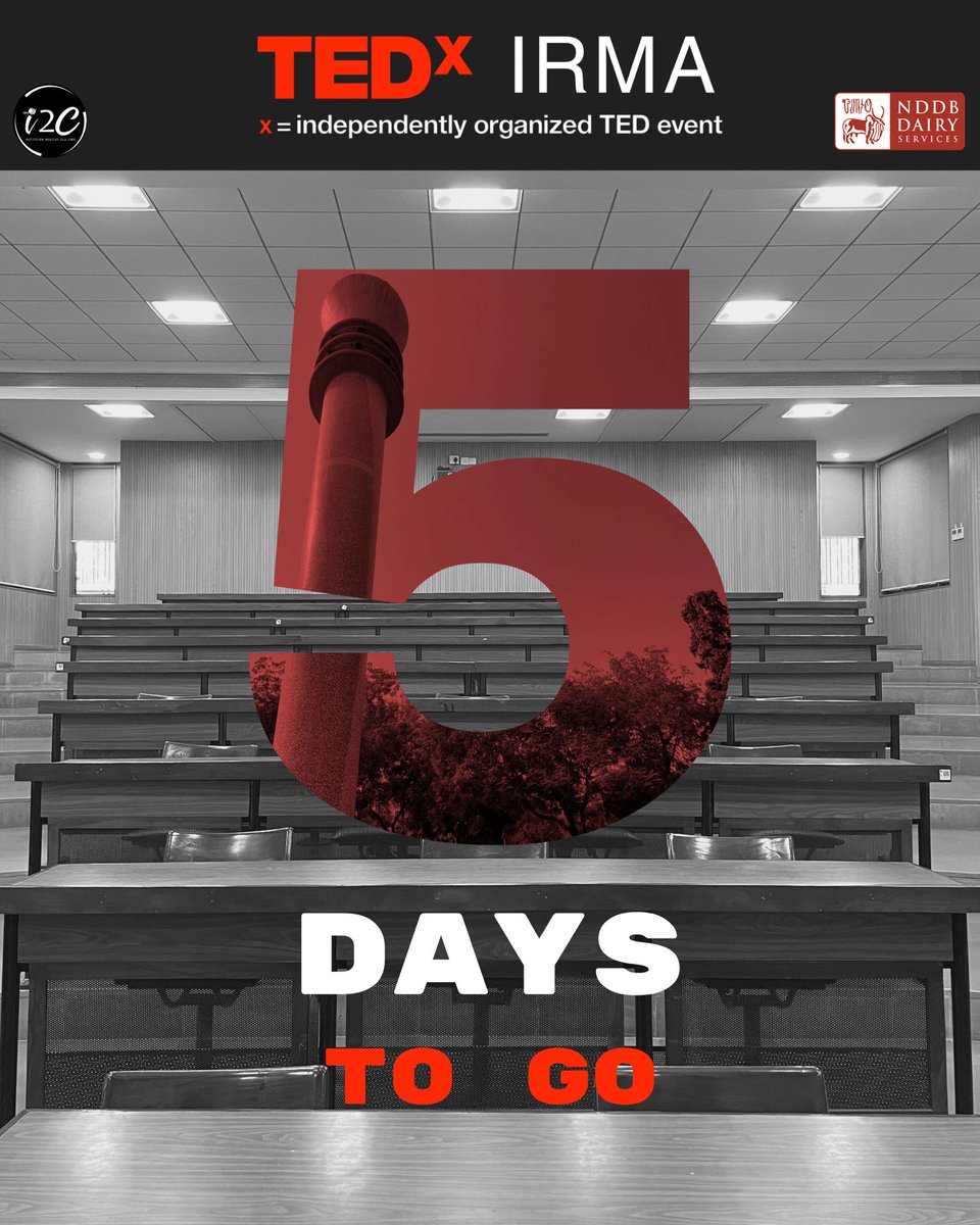 tedxirma2025's tweet photo. Mark your calendars! Only 5 days remain until TEDxIRMA - Speaker announcement coming soon. Stay Tuned!
Date: 22 March 2025
Time: 01:30 - 6:30 PM
Venue: IRMA Auditorium
#ted #tedxirma #tedtalk #tedcommunity https://t.co/GNr9XE87sp