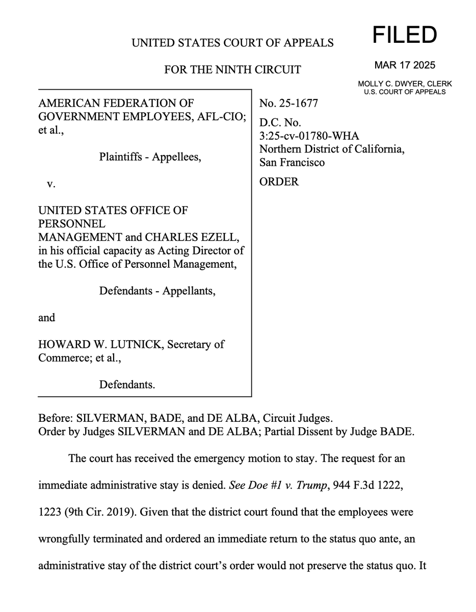 NormEisen's tweet photo. We win again! Our administrative stay DENIED by the 9th circuit https://t.co/cksZMBRLU5