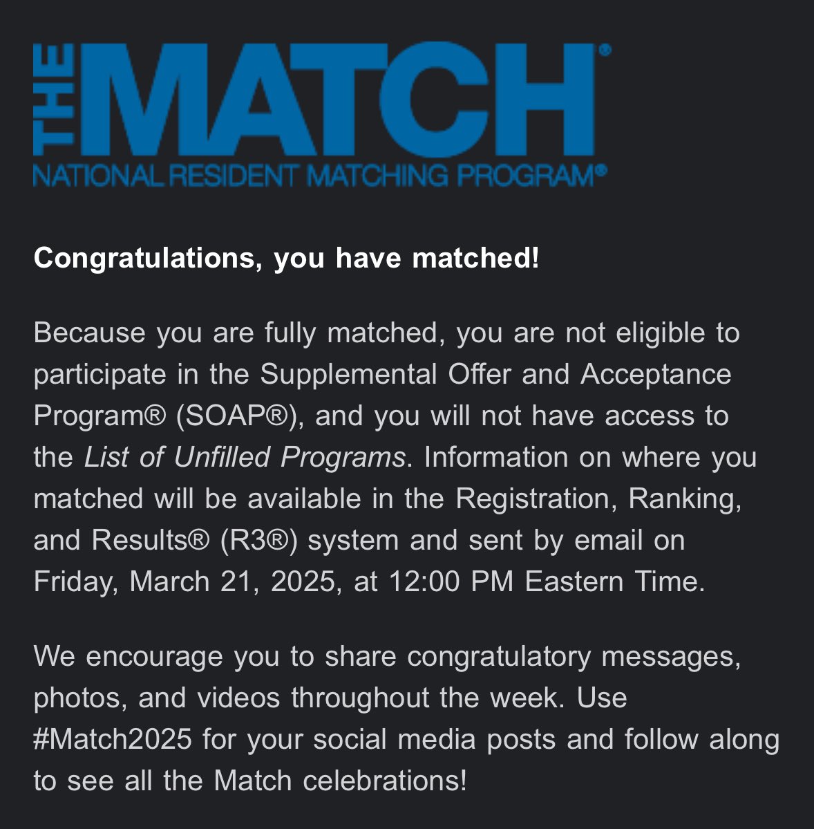 Elated and humbled to receive the news that I have been accepted into an orthopedic surgery residency!! Excited to get to work ⚒️🦴