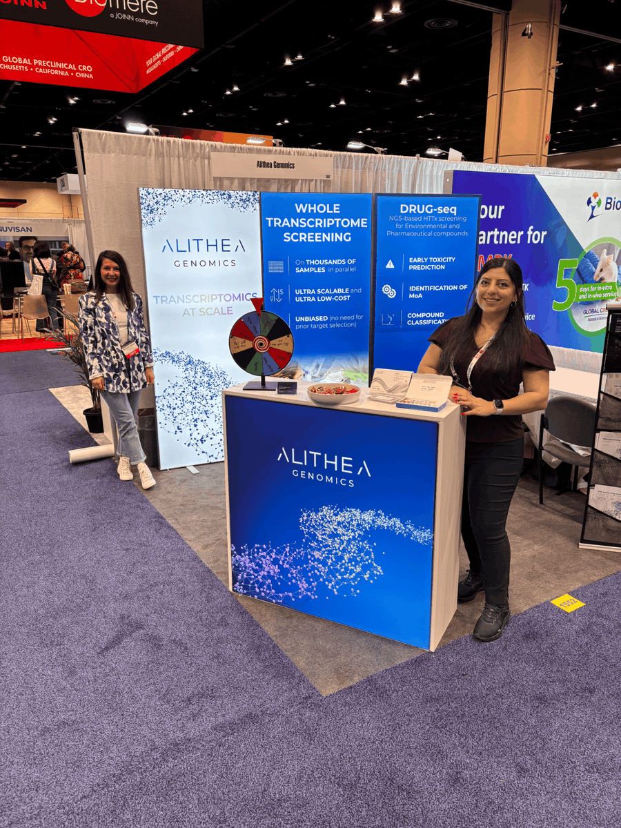 AlitheaGenomics's tweet photo. Curious about whole transcriptome compound screening? Visit Booth #1552 at SOT and learn how to screen thousands of samples using our ultra-scalable, ultra-low-cost kits and services.
#ToxExpo #2025SOT https://t.co/grijnAFSel