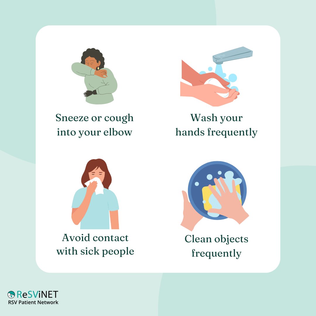 How to Prevent RSV? 
In this new series we are focussing on what you can do to prevent an RSV infection. For the first edition, we highlight the measures you can take to reduce the risk of getting RSV.  #RSV #RSVpatientnetwork #HowtopreventRSV #Goodhabits #SharetobeRSVAware