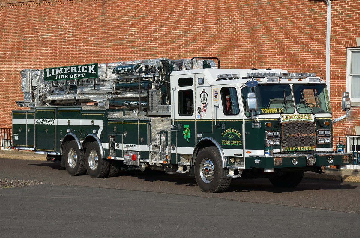 #HappyStPatricksDay
Here's some photos I took at Limerick Fire Dept in Montgomery County, Pennsylvania back in 2019, as you can see the rigs have the shamrock leaf on the side. Limerick, PA was named for an early settler from sister city Limerick, Ireland back in 1698