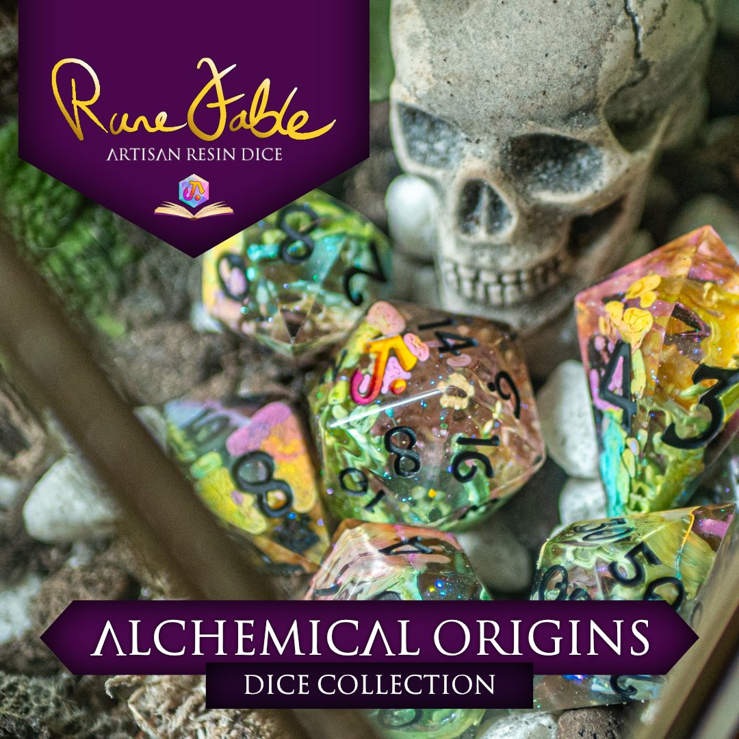 Announcing Alchemical Origins - my first solo Kickstarter! Six designs featuring vibrant tendrils of color and shard-style shapes, plus custom display options. Every backer gets a truly unique set. Follow now for launch updates: kickstarter.com/projects/runef…