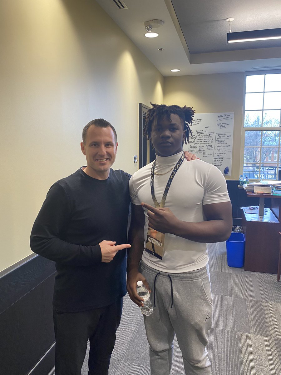 Romello “Mello”Patterson (@romellopatter10) on Twitter photo Had an amazing time at <a href="/WakeFB/">Wake Forest Football</a> today !Can’t wait to be back! <a href="/CoachDickert/">Jake Dickert</a> <a href="/CoachTHollowell/">Coach Tj Hollowell</a> <a href="/tygatson/">Ty Gatson</a> <a href="/Adam_Pilapil/">Coach AP</a> Had an amazing time at <a href="/WakeFB/">Wake Forest Football</a> today !Can’t wait to be back! <a href="/CoachDickert/">Jake Dickert</a> <a href="/CoachTHollowell/">Coach Tj Hollowell</a> <a href="/tygatson/">Ty Gatson</a> <a href="/Adam_Pilapil/">Coach AP</a>
