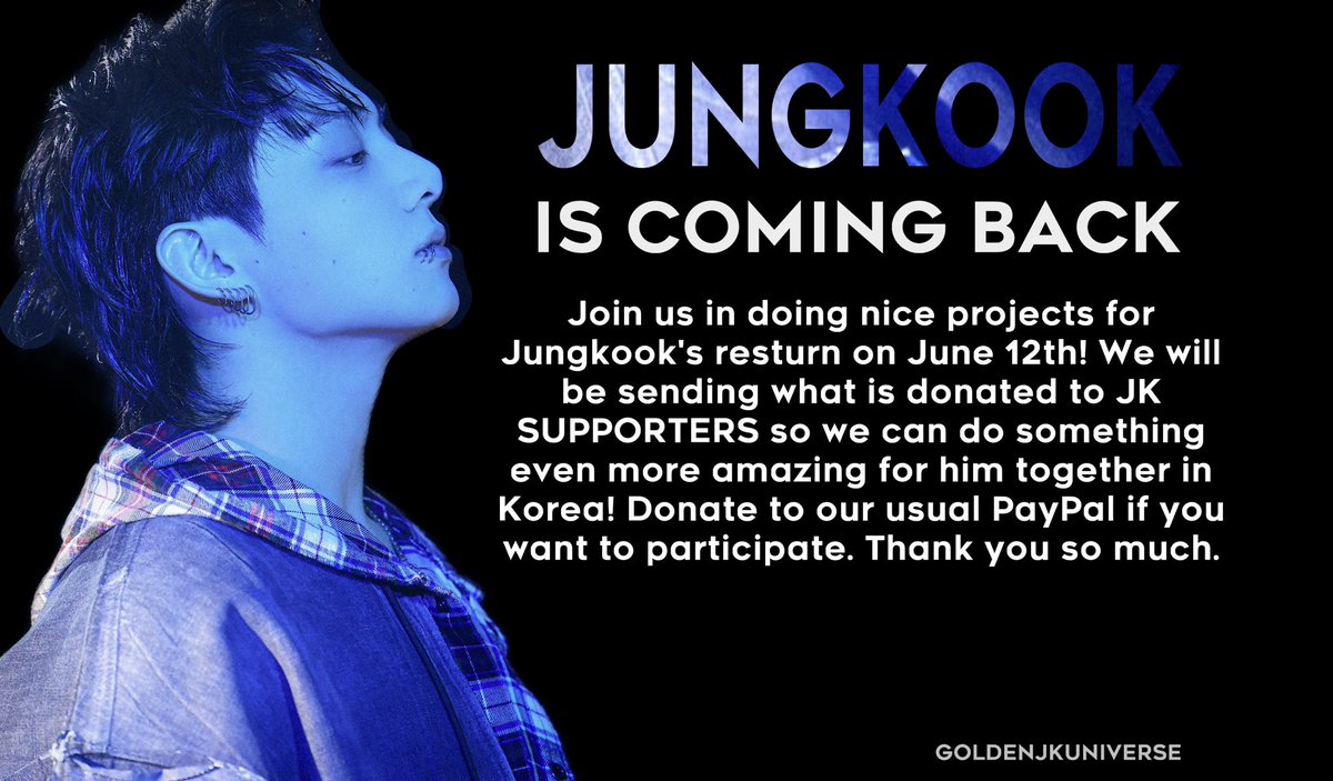 GoldenJKUnivers's tweet image. Donations are now open to contribute to Jungkook’s return projects. The money we collect will be sent to @JJK_SUPPORTERS to contribute to the projects made in Korea to receive Jungkook. If you want to donate, you can do so below. Thank you as always:
jkfundssupport.carrd.co