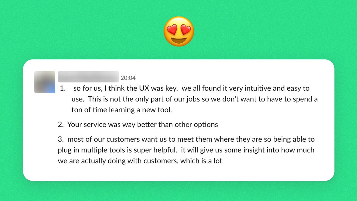 simonrohrbach's tweet image. Every time a customer joins us, I ask them why. Every time a customer doesn’t choose us, I ask them why too.
Most of the time, customers articulate what makes you great (or not) better than you ever can.
Last week, a new customer shared this. I loved it because it matched…