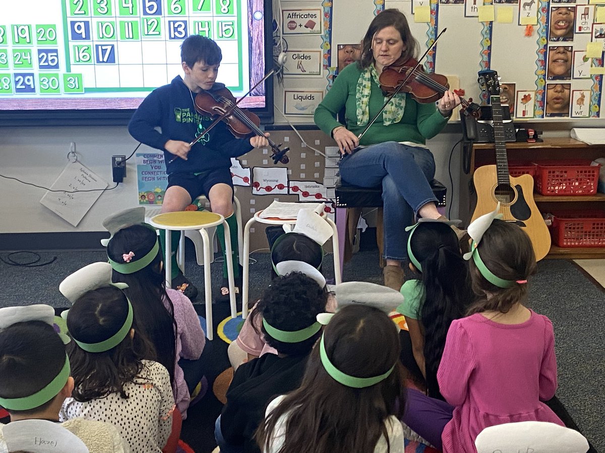 Enjoying Irish music with Mrs. Cavan! Thank you so much!! 🍀 <a href="/mdhippos/">Mount Daniel School</a> <a href="/FCCPS/">Falls Church City Public Schools</a>