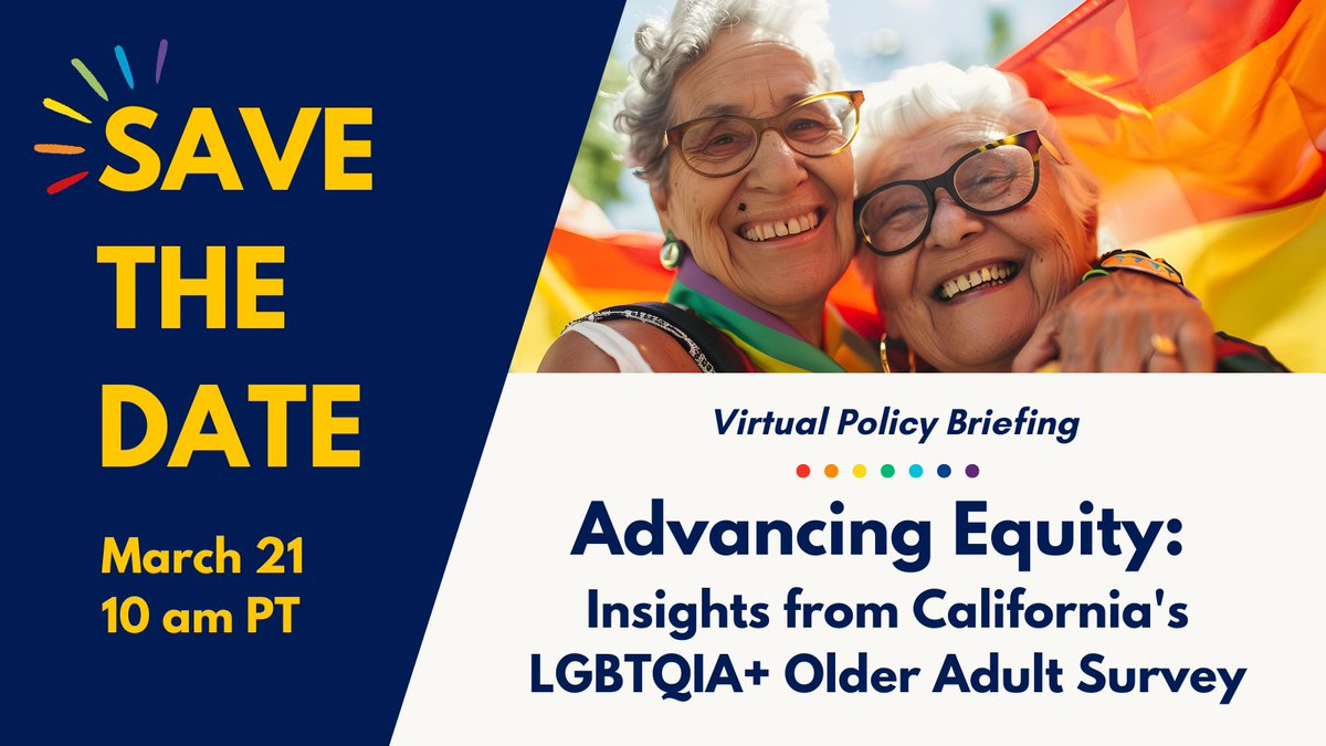 Join CCLTSS Fri 3/21 from 10-11 am PT for an insightful webinar on CA’s first statewide survey on LGBTQIA+ older adults' health &amp; well-being! Register: bit.ly/Webinar32125 to discover key findings &amp; recommendations for better support.  #LGBTQIA #Aging #HealthEquity <a href="/CalAging/">California Department of Aging</a>