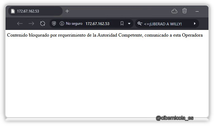 La IP 172.67.162.53 de <a href="/Cloudflare/">Cloudflare</a> sigue bloqueada.
Propongo llamarla Willy y crear el hashtag #LiberadAwilly.
#laligagate