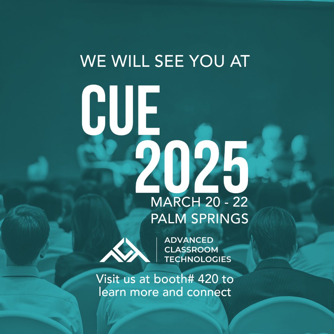 AdvClassTech's tweet image. Hey California educators, we'll see you next week at #CUE2025. Stop by booth #420 to see some classroom technology in action. We'll be showcasing tech from @prometheanworld and @newlineinteractive. #advclasstech #edtechconference #cue2025