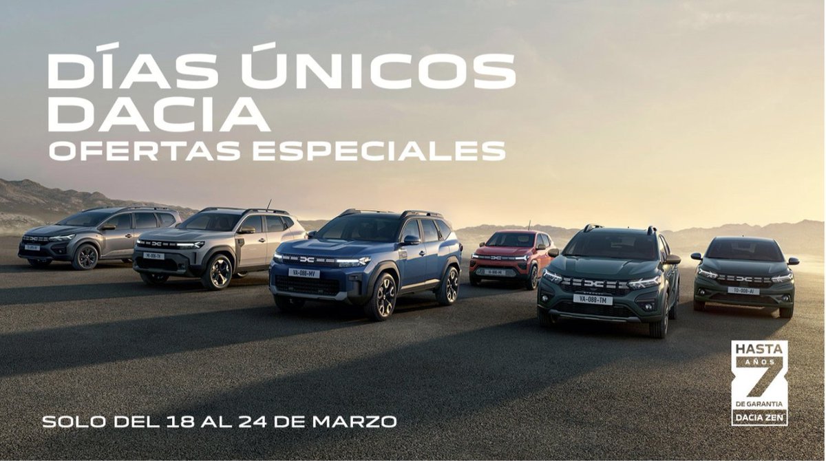 ️✨🚗️ ¡Llegan los Días Únicos Dacia! ✨🚗️️✨

📅Del 18 al 24 de marzo 💼 Descuentos exclusivos en toda la gama Dacia 💳 Opciones de financiamiento con condiciones especiales 🏆 

Visita a tu concesionario Gaursa y aprovecha estas ofertas especiales.