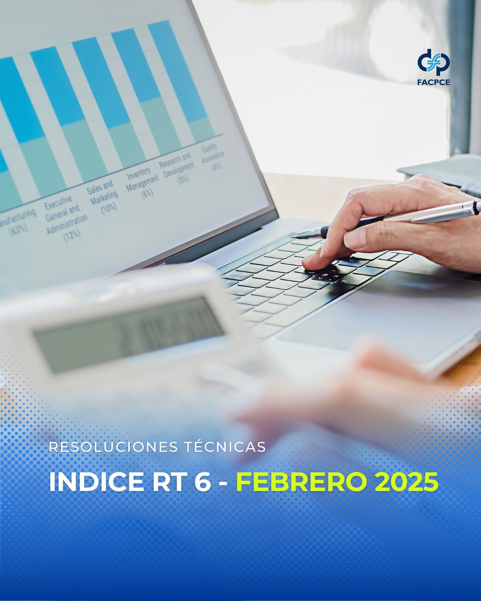 FacpceArgentina's tweet photo. #ResolucionesTécnicas🗂 | Actualizamos el índice para la aplicación de la RT 6 del mes de febrero de 2025 determinado según la Res. JG 539/18.
↗ Consultá el nuevo índice: https://t.co/FtYhDymrNS
#FACPCE #RT6 #IPC https://t.co/DApe3BfMpQ