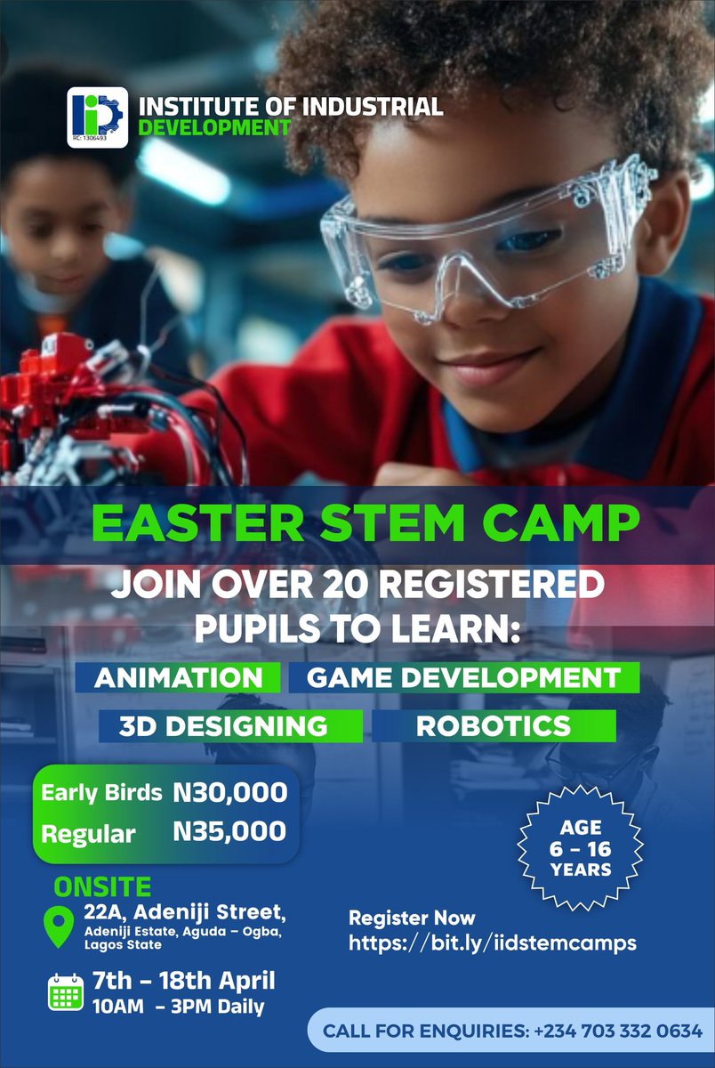 Inidevelopment's tweet image. Exciting Opportunity for Young Innovators!  
Join us for Easter STEM Camp 2025 this April—a unique hands-on experience blending robotics, coding, and creative problem-solving. Register now to empower the next generation of STEM leaders.
Register at bit.ly/iidstemcamps 
#STEM