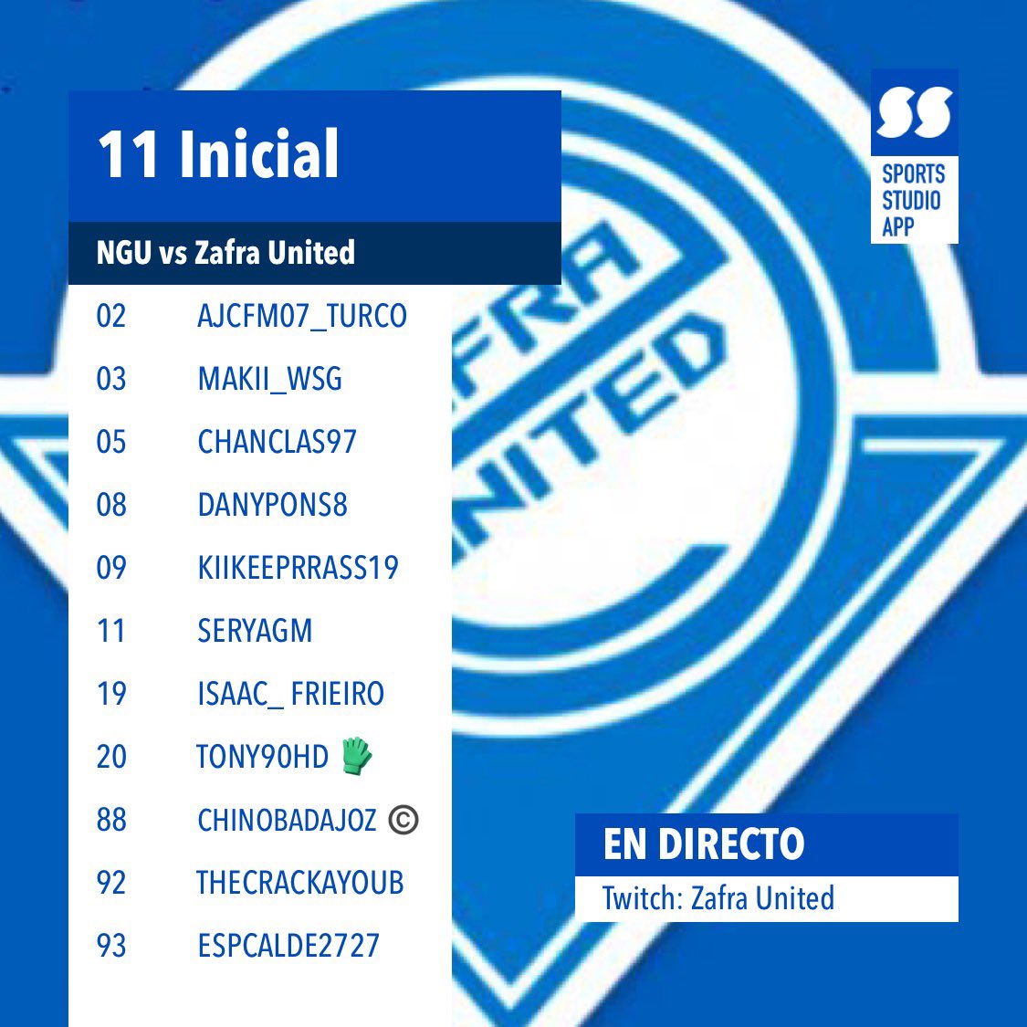 🩵🤍 HOY JUGAMOS 🤍🩵

Primer día de este nuevo equipo, devolveremos al Zafra donde se merece!! 

🏆 @PLGeFootBall J-1
⏰ 22:40 
🆚 <a href="/NGU_eSports_/">NGU eSports 🎀</a> 

🤝 Suerte al rival. 

#GoZafra
