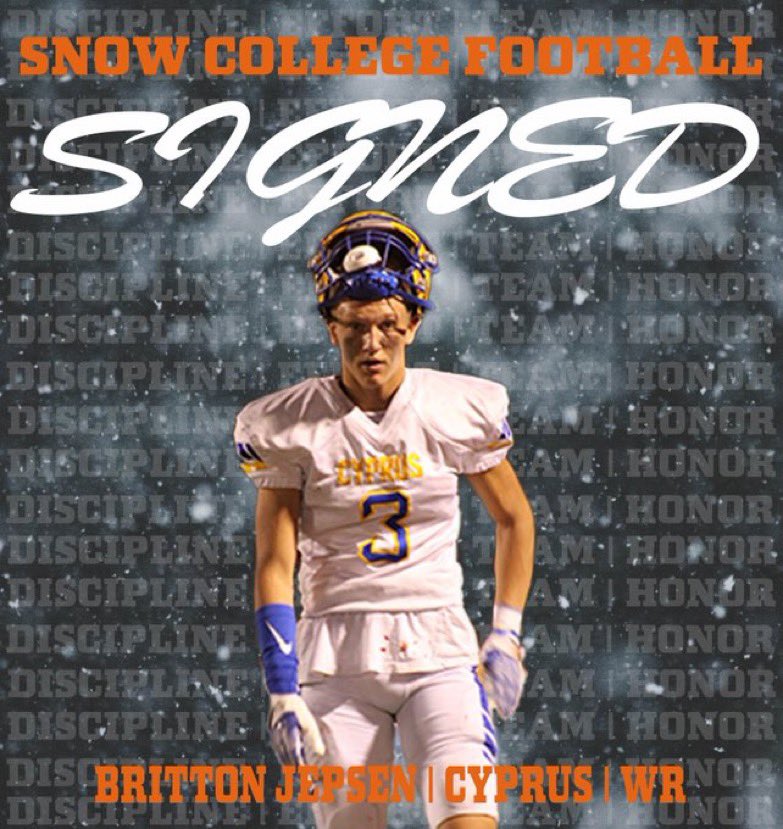 Britton Jepsen (@brittonjepsen1) on Twitter photo After a Great conversation with <a href="/Coach_MDixon/">Michael Dixon</a> and <a href="/Coach_O19/">Michael ONeill</a> I will be furthering my education and football career with <a href="/SnowCollegeFB/">Snow College Badger Football</a> Thank you to everyone who helped me along the way. Go Badgers! After a Great conversation with <a href="/Coach_MDixon/">Michael Dixon</a> and <a href="/Coach_O19/">Michael ONeill</a> I will be furthering my education and football career with <a href="/SnowCollegeFB/">Snow College Badger Football</a> Thank you to everyone who helped me along the way. Go Badgers!