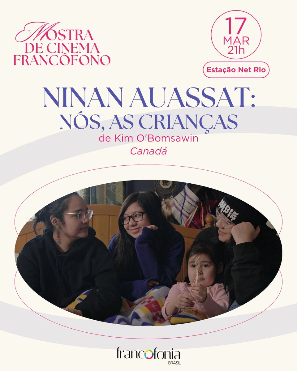 🎬 Mostra de Cinema Francófono 2025 HOJE à noite no Rio de Janeiro!
📅 Segunda-feira, 17 de março, 21h
📍 Cinema Estação Net Rio

Não perca "Nós, os filhos", um documentário canadense envolvente sobre a transição para a vida adulta de jovens das nações indígenas.