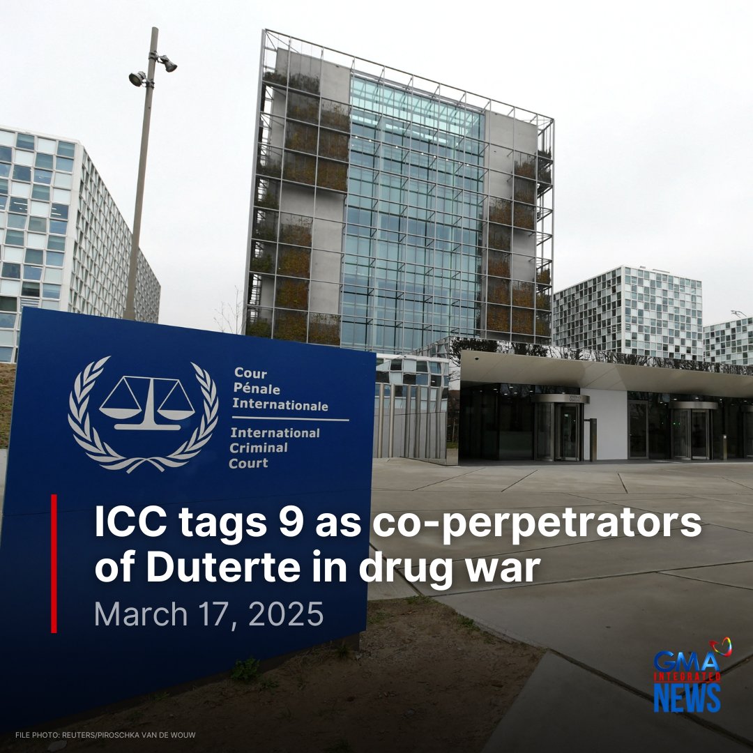 Nine individuals were tagged as co-perpetrators of former president Rodrigo Duterte, as shown in the application of warrant of arrest posted on the International Criminal Court’s (ICC) website. 

According to Ian Cruz’s report in “24 Oras” on Monday, the names of the