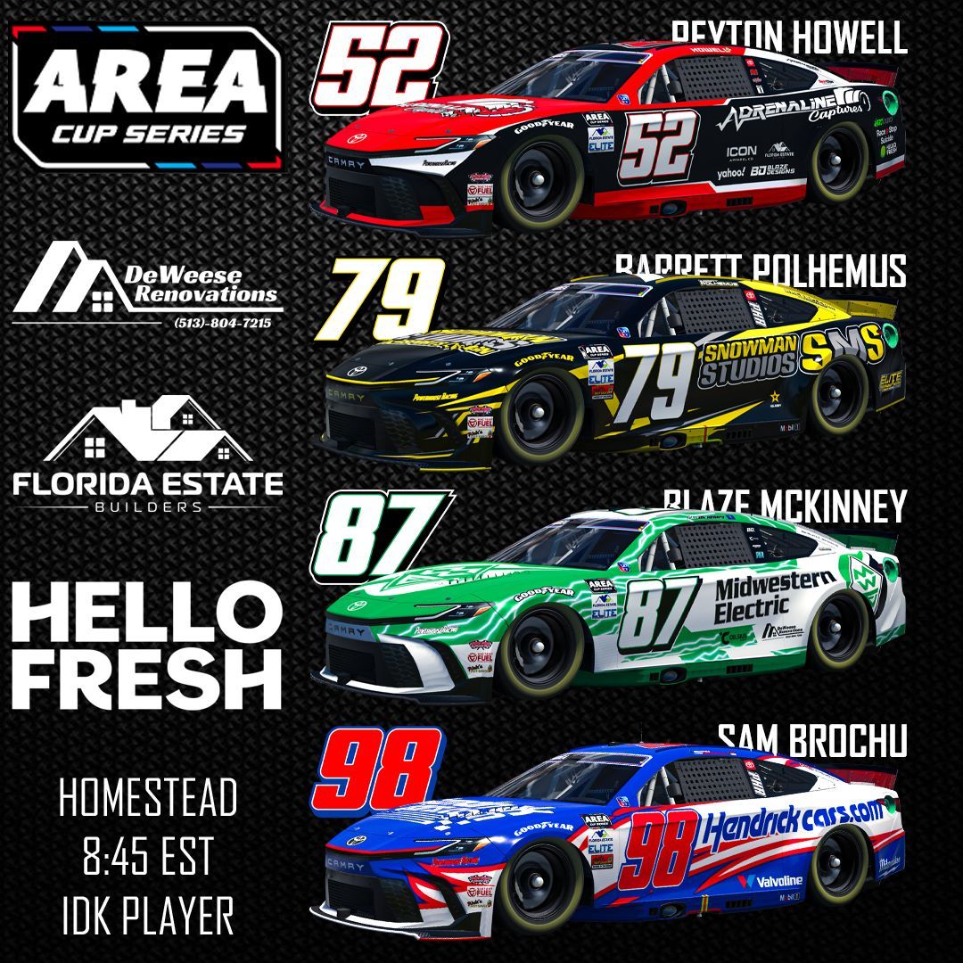 RacePowerhouse's tweet image. Round 2 of the @AREAiRacing Cup Series tonight at Homestead!