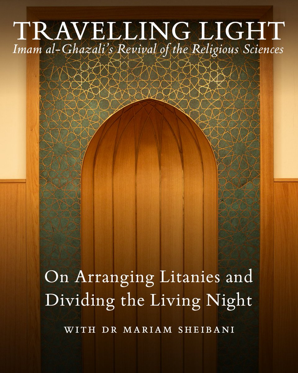 On Arranging Litanies and Dividing the Living Night”
With Dr Mariam Sheibani
Travelling Light · Book Ten

📣  Tune in on Cambridge Central Mosque’s Ramadan TV.
🗓️ TODAY
🕟 16:30 GMT
📺 Watch Here: cambridgecentralmosque.org/ramadan-tv

© Zak Whiteman