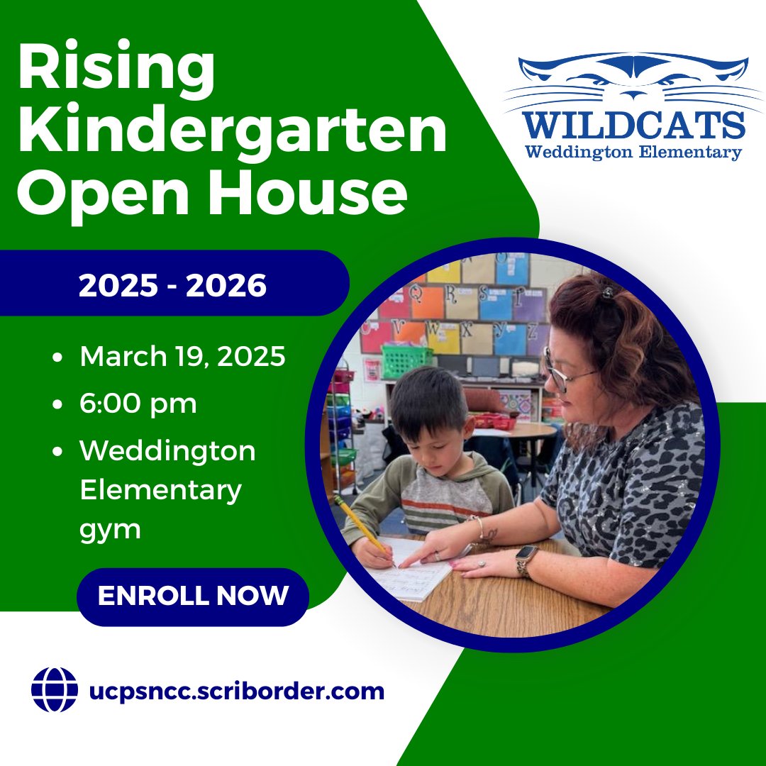 Weddington Elementary School (@weddingtonesnc) on Twitter photo This Wednesday, March 19th is our rising kindergarten open house! Parents, be sure to get your plans ready because we have lots of information we are excited to share. We encourage only parents attend. We will see you in our gym at 6:00pm! <a href="/UCPSNC/">Union County Public Schools</a> <a href="/AGHoulihan/">Andrew G. Houlihan</a> This Wednesday, March 19th is our rising kindergarten open house! Parents, be sure to get your plans ready because we have lots of information we are excited to share. We encourage only parents attend. We will see you in our gym at 6:00pm! <a href="/UCPSNC/">Union County Public Schools</a> <a href="/AGHoulihan/">Andrew G. Houlihan</a>