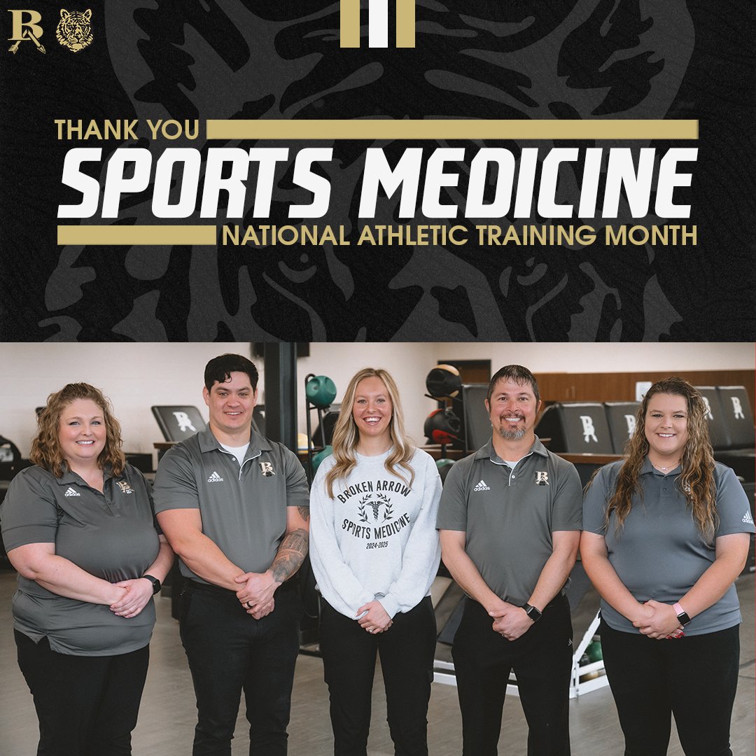 batigersports's tweet photo. March is National Athletic Training Month! A time to celebrate our athletic training staff's passion and commitment to keeping our Tiger athletes safe and healthy year-round.

Thank you to Daniel Steward, Holly Wofford, Sydney Robinson, Taylor Coatsworth, and Dalton Wyrick!
#NATM https://t.co/tMoyPVJjvG