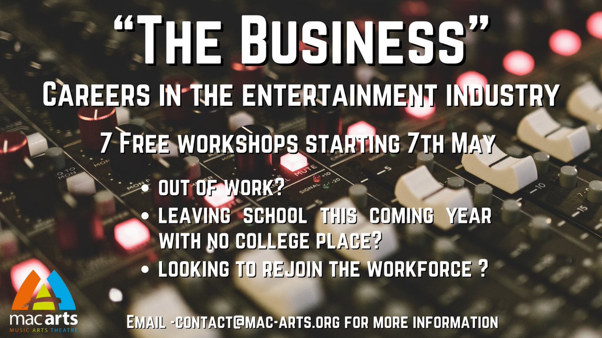 Mac Arts (@macartscentre) on Twitter photo "The Business" is an educational programme at MacArts designed to prepare you for a career in the music industry.
📌MacArts, Bridge Street, Galashiels, TD1 1SP
📅Wednesday 7th of March 2025
⏰10:00 am-3:00 pm
Please get in touch via contact@mac-arts.org for more information. 💌 "The Business" is an educational programme at MacArts designed to prepare you for a career in the music industry.
📌MacArts, Bridge Street, Galashiels, TD1 1SP
📅Wednesday 7th of March 2025
⏰10:00 am-3:00 pm
Please get in touch via contact@mac-arts.org for more information. 💌
