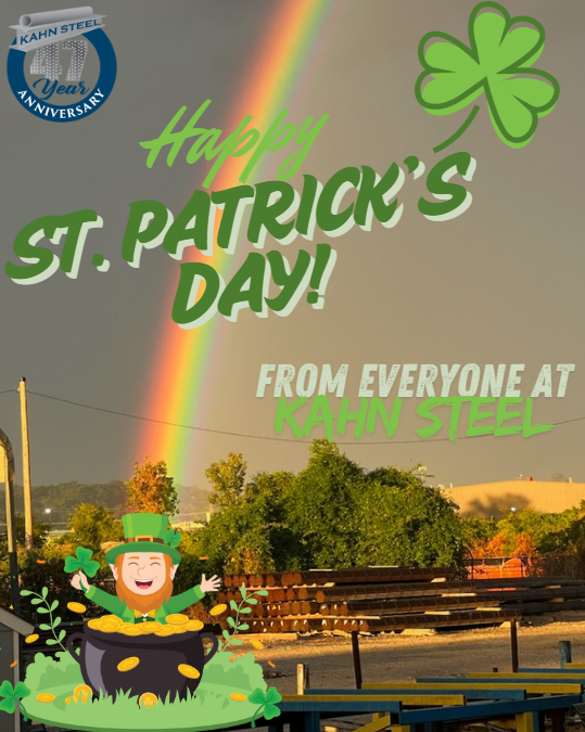 KahnSteel's tweet photo. Happy St Patrick's Day from Kahn Steel Company, your source for surplus and secondary steel productions nationwide.
#KahnSteel #Steel #StPatrick https://t.co/YvL7aawdPw