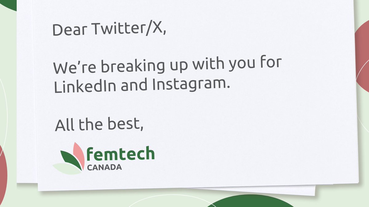 It’s not you…it’s us. We’re breaking up with Twitter/X.

But that doesn’t mean this is over! Stay up to date with us on LinkedIn and Instagram for all things femtech.

LinkedIn: loom.ly/qx-q0pk
Instagram: loom.ly/MLbkdm0