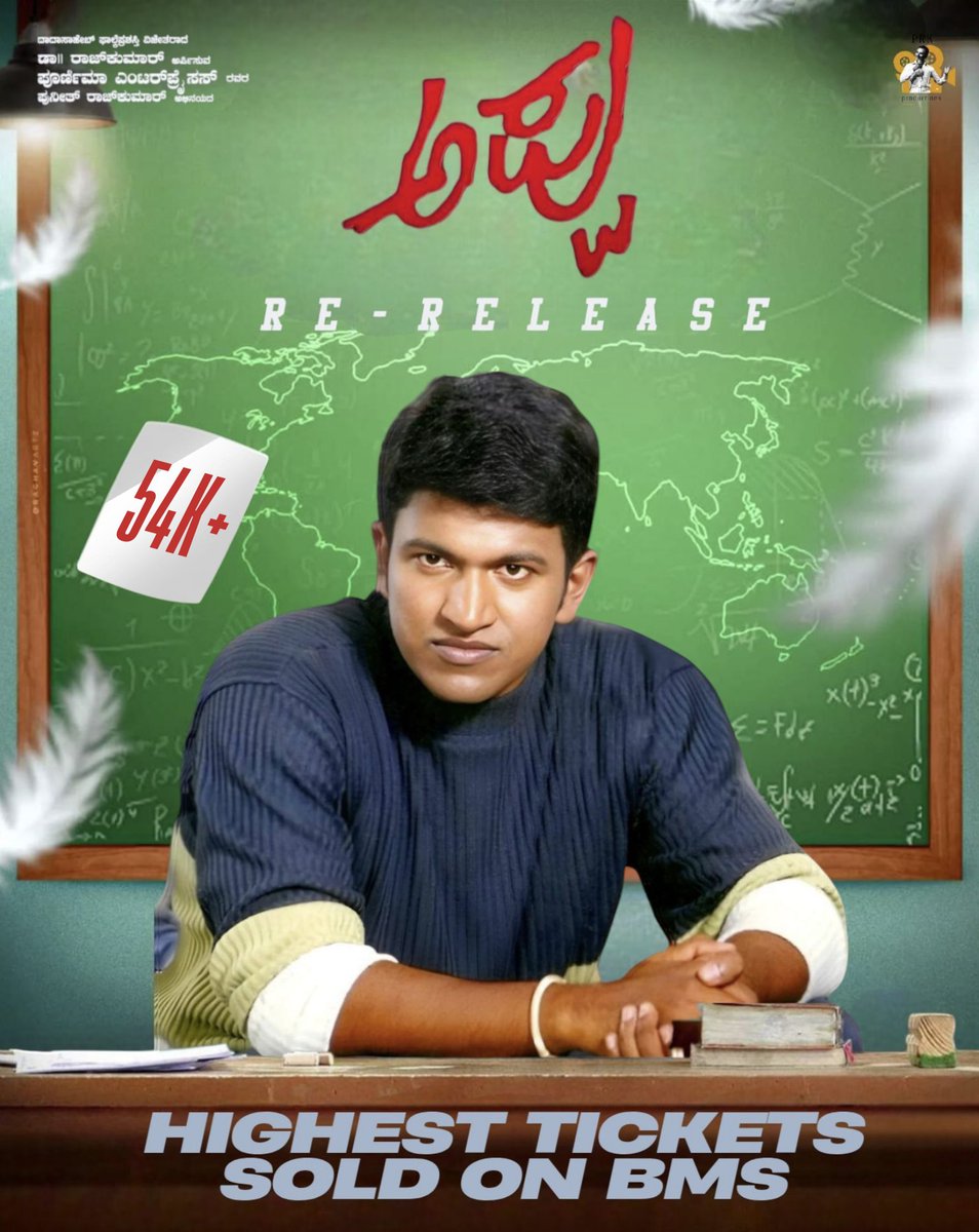 Highest tickets sold on BookMyShow for any re-release in Karnataka 🔥

#AppuReRelease creates history by surpassing previous best #JackieReRelease which had sold over 52.5k tickets on BookMyShow 💥

#DrPuneethRajkumar 👑