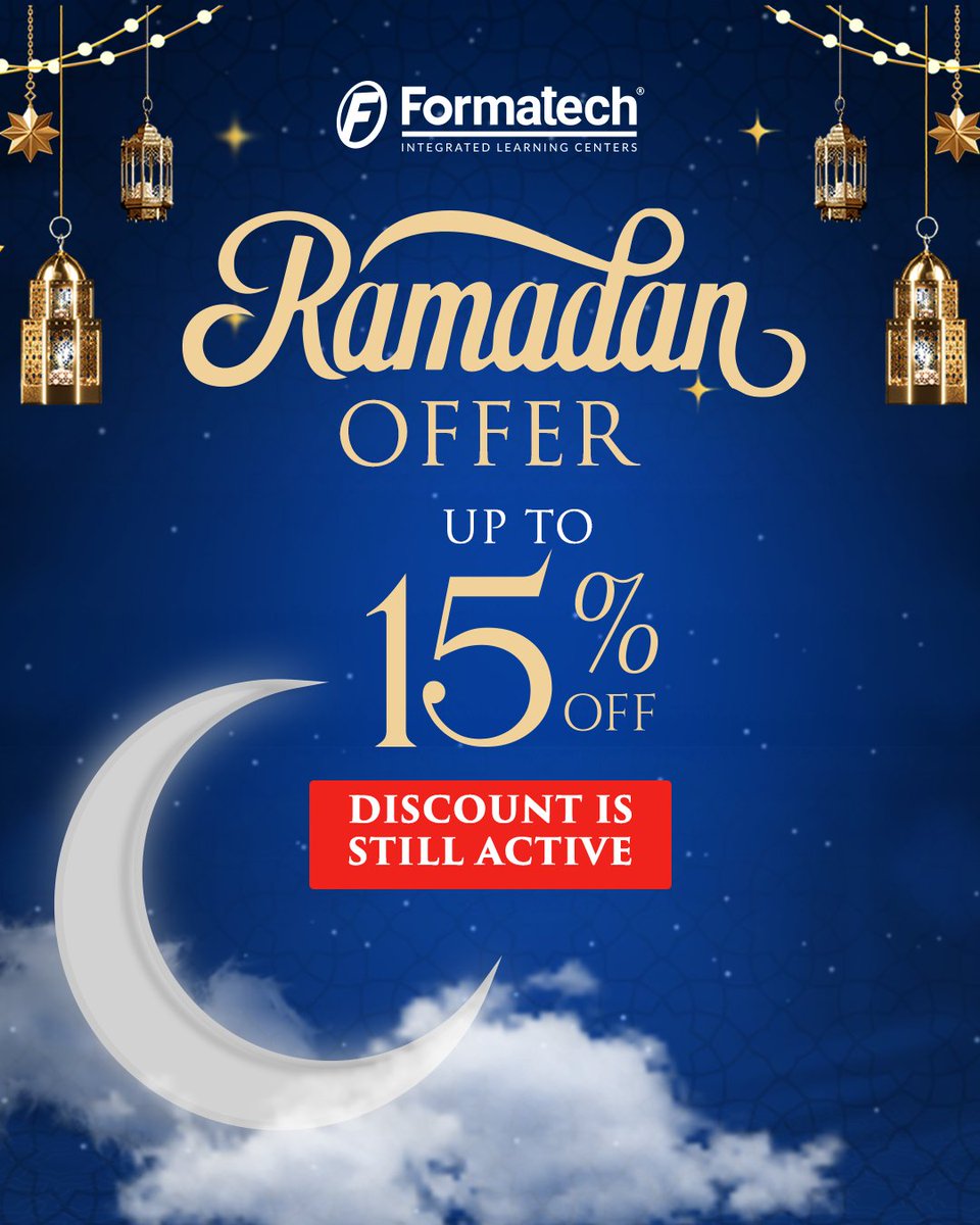 formatechedu's tweet image. Still thinking? 🤔 Only 7 days left to save on your learning journey!
Enroll before March 31 in your dream course and make the most of our Ramadan Special!

#RamadanOffer #Formatech30Years #LearningExcellence